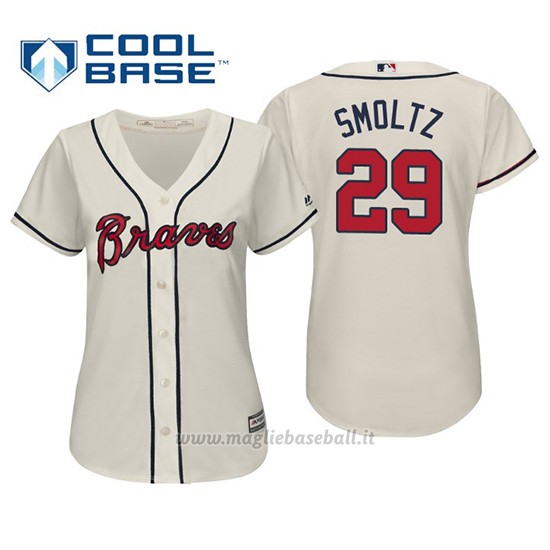 Maglia Baseball Donna Atlanta Braves John Smoltz Cool Base Majestic Alternato 2019 Crema
